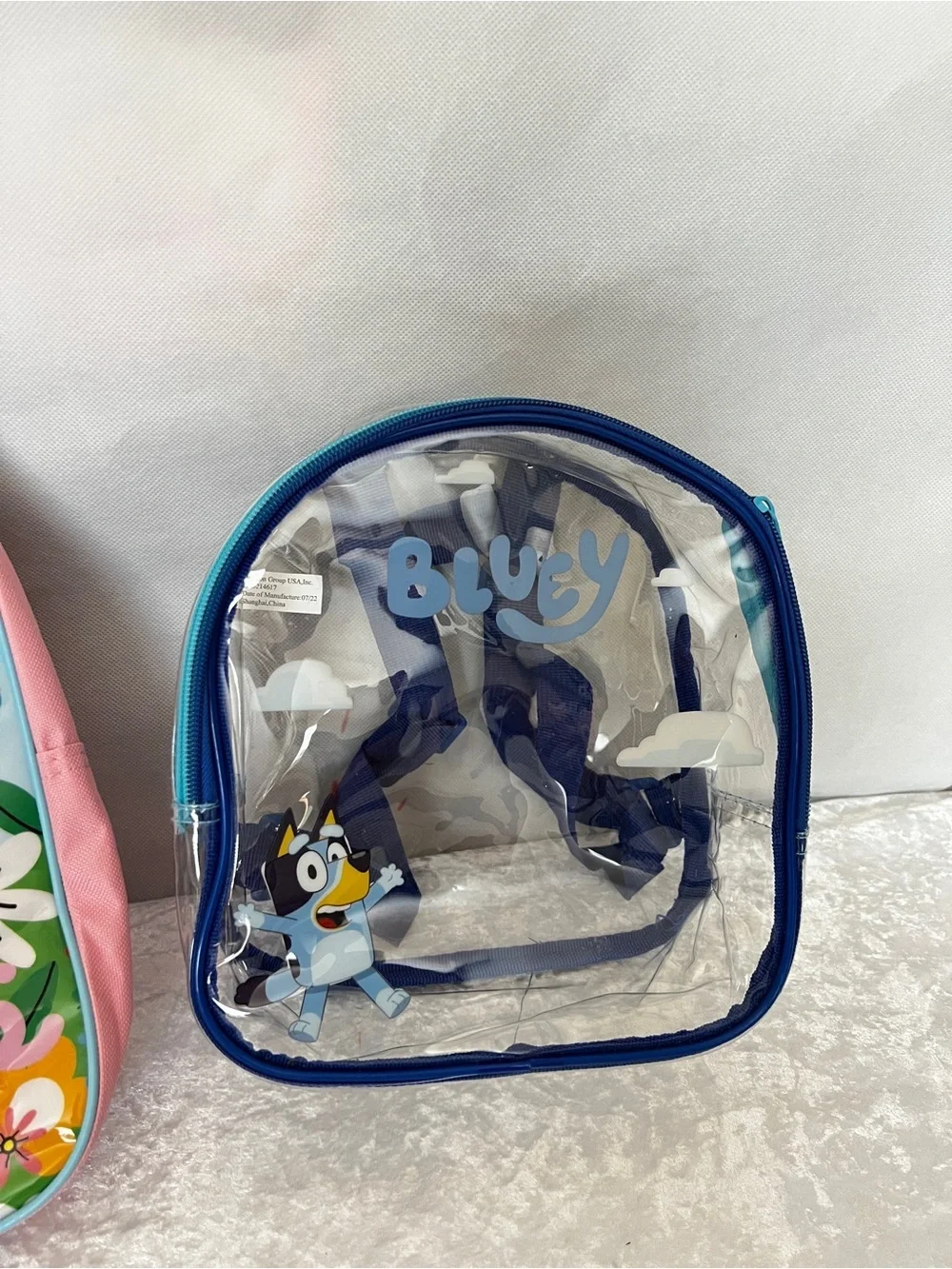 Two Mini Backpack Peppa Pig and Bluey Clear Bag Pink/Blue For Kids